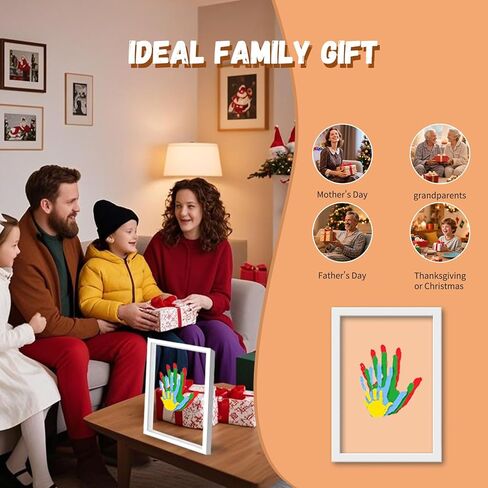 Vidwanhome White Family Handprint Kit - إطار ذي تذكار Craft Craft ، ومجموعات طباعة يدوية الطفل ، وهدايا عائلية للأم الجديدة ، والآباء الجدد ، والأجداد ، عيد الأب ، عيد الأم ، الذكرى السنوية (أبيض) in Saudi Arabia