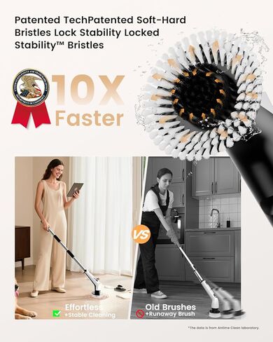 Antime Electric Spin Scrubber with LED Light, IPX8 Waterproof Cleaning Brush with LCD Display, 5 Replaceable Brush Heads, Shower Scrubber with 25kg Torque, 90min Runtime for Bathroom, Kitchen, Tile in Saudi Arabia