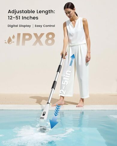 Antime Electric Spin Scrubber with LED Light, IPX8 Waterproof Cleaning Brush with LCD Display, 5 Replaceable Brush Heads, Shower Scrubber with 25kg Torque, 90min Runtime for Bathroom, Kitchen, Tile in Saudi Arabia