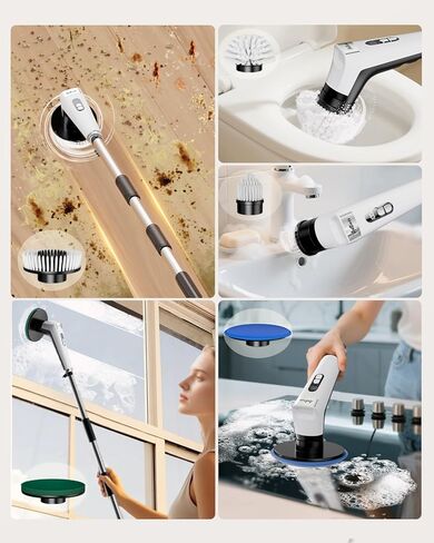 Antime Electric Spin Scrubber with LED Light, IPX8 Waterproof Cleaning Brush with LCD Display, 5 Replaceable Brush Heads, Shower Scrubber with 25kg Torque, 90min Runtime for Bathroom, Kitchen, Tile in Saudi Arabia