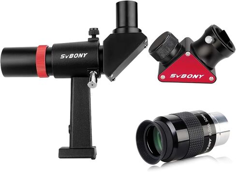 Svbony SV182 Finderscope ، الباحث البصري المصحوب في الصورة اليمنى ، حزمة نطاق الباحث 6x30 مع SV131 العدسة 32 ملم 1.25 بوصة العدسة تلسكوب Plossl و SV188P مرآة عزل النجوم النجوم. in Saudi Arabia