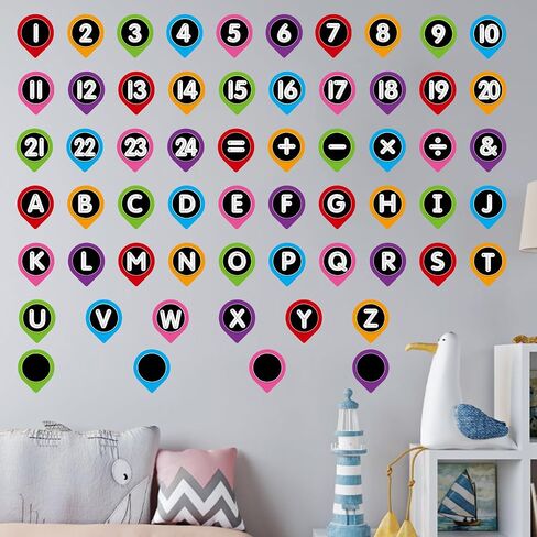 FLYAB Alphabet & Number Wall Stickers - Colored Removable Eduacational Letters Decals for Kids Bedroom Preschool Line Up Spots for Classroom Floor Reading Corner Decorations in Saudi Arabia