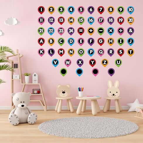 FLYAB Alphabet & Number Wall Stickers - Colored Removable Eduacational Letters Decals for Kids Bedroom Preschool Line Up Spots for Classroom Floor Reading Corner Decorations in Saudi Arabia