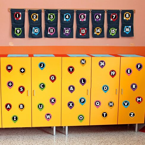 FLYAB Alphabet & Number Wall Stickers - Colored Removable Eduacational Letters Decals for Kids Bedroom Preschool Line Up Spots for Classroom Floor Reading Corner Decorations in Saudi Arabia