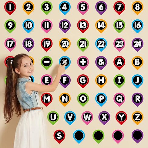 FLYAB Alphabet & Number Wall Stickers - Colored Removable Eduacational Letters Decals for Kids Bedroom Preschool Line Up Spots for Classroom Floor Reading Corner Decorations in Saudi Arabia