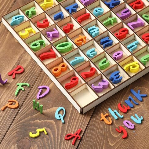 Blulu 248 PCS 1 بوصة أحرف الأبجدية الخشب أرقام فارغة أرقام أحرف خشبية غير مكتملة للحرف اليدوية مع صينية تخزين ريفية لتعليم التعلم الإملائي العودة إلى هدايا المدرسة (لون مختلط) in Kuwait