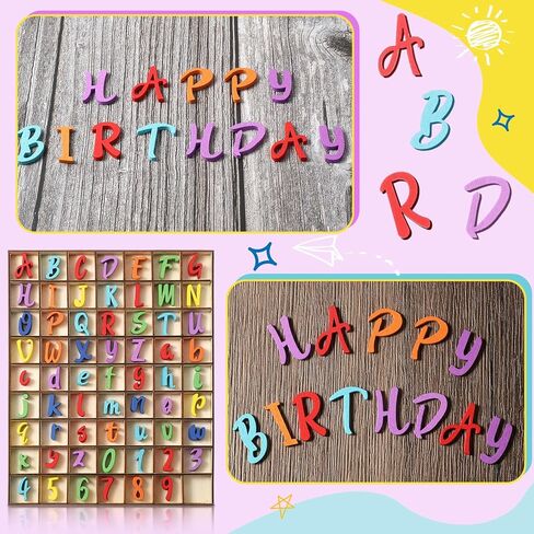Blulu 248 PCS 1 بوصة أحرف الأبجدية الخشب أرقام فارغة أرقام أحرف خشبية غير مكتملة للحرف اليدوية مع صينية تخزين ريفية لتعليم التعلم الإملائي العودة إلى هدايا المدرسة (لون مختلط) in Kuwait