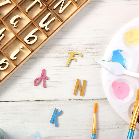 Blulu 248 PCS 1 بوصة أحرف الأبجدية الخشب أرقام فارغة أرقام أحرف خشبية غير مكتملة للحرف اليدوية مع صينية تخزين ريفية لتعليم التعلم الإملائي العودة إلى هدايا المدرسة (لون مختلط) in Saudi Arabia