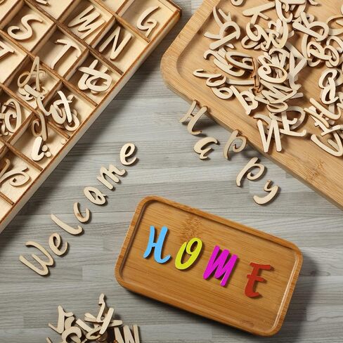 Blulu 248 PCS 1 بوصة أحرف الأبجدية الخشب أرقام فارغة أرقام أحرف خشبية غير مكتملة للحرف اليدوية مع صينية تخزين ريفية لتعليم التعلم الإملائي العودة إلى هدايا المدرسة (لون مختلط) in Saudi Arabia