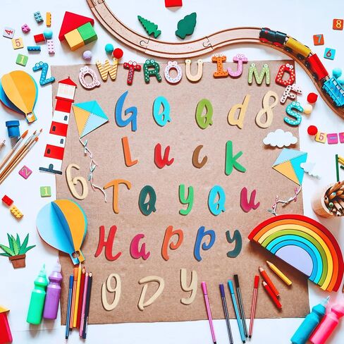 Blulu 248 PCS 1 بوصة أحرف الأبجدية الخشب أرقام فارغة أرقام أحرف خشبية غير مكتملة للحرف اليدوية مع صينية تخزين ريفية لتعليم التعلم الإملائي العودة إلى هدايا المدرسة (لون مختلط) in Saudi Arabia