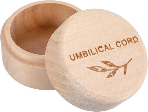 Umbilical Cord Memorial Box Engraved Wooden Round Newborn Wood Case Baby Keepsake Tooth Box Fetal Hair Memorial Storage Container Carved Baby Fetal Hair Case for Babys Shower Pregnancy Christen Gift in Saudi Arabia