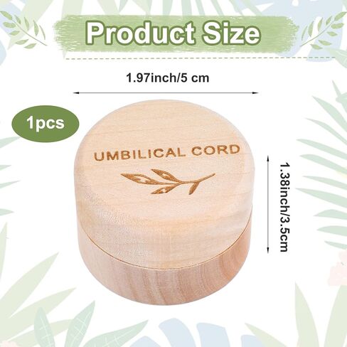 Umbilical Cord Memorial Box Engraved Wooden Round Newborn Wood Case Baby Keepsake Tooth Box Fetal Hair Memorial Storage Container Carved Baby Fetal Hair Case for Babys Shower Pregnancy Christen Gift in Saudi Arabia