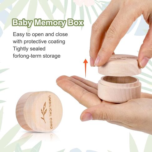 Umbilical Cord Memorial Box Engraved Wooden Round Newborn Wood Case Baby Keepsake Tooth Box Fetal Hair Memorial Storage Container Carved Baby Fetal Hair Case for Babys Shower Pregnancy Christen Gift in Saudi Arabia