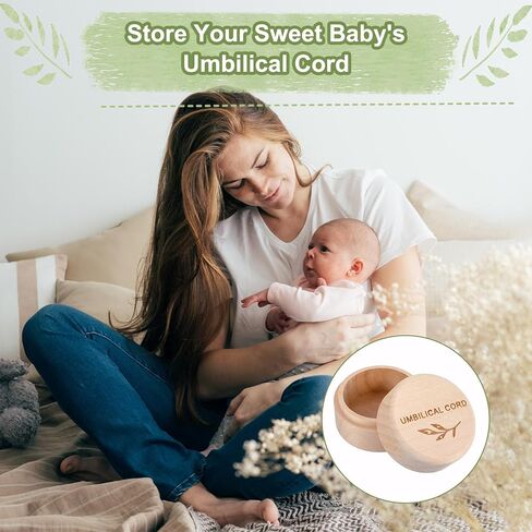 Umbilical Cord Memorial Box Engraved Wooden Round Newborn Wood Case Baby Keepsake Tooth Box Fetal Hair Memorial Storage Container Carved Baby Fetal Hair Case for Babys Shower Pregnancy Christen Gift in Saudi Arabia