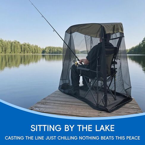 360° Portable Mosquito Net for Canopy Chair, Front Opening Outdoor Personal Mosquito Net for Bug Beater Chair, Black Mesh Screen with Dual Zipper – Bug Barrier for Camping Hiking Hunting Fishing in Saudi Arabia