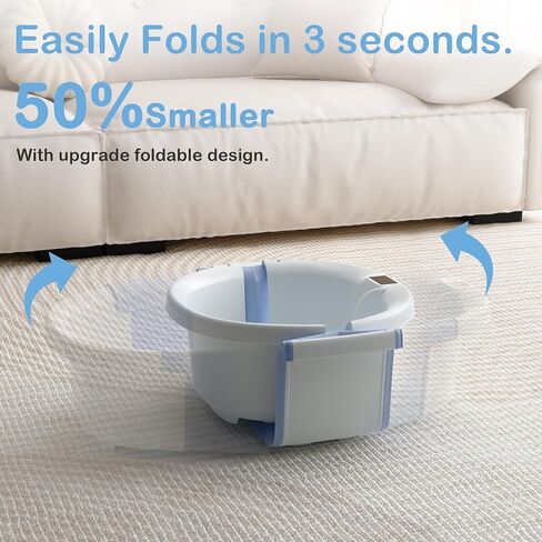 Collapsible Baby Bathtub - Large Baby Bath Tub with Thermometer & Cushion | Travel Portable Newborn Infant Bathtub | Foldable Toddler Bathtub for Baby 0 to 36 Months (Grey) in Saudi Arabia