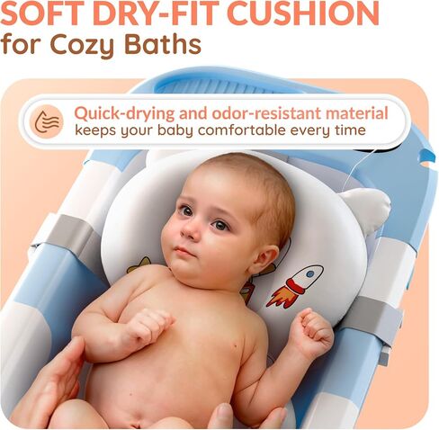 Collapsible Bathtub Baby for Infants & Newborns w/Thermometer, Drain Plug with Heat Sensor & Scoop – Compact Travel Baby Bath Space-Saving Bath for Travel, Shower & Small Bathrooms in Saudi Arabia