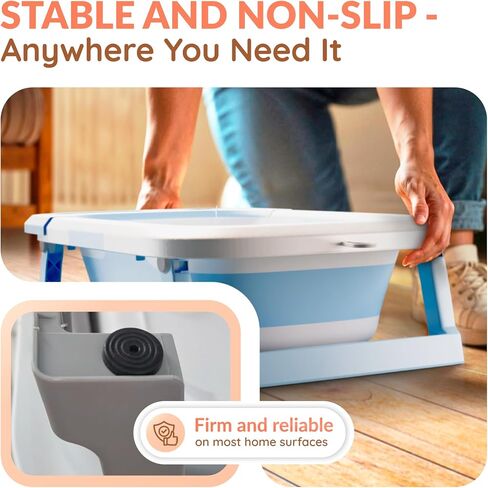 Collapsible Bathtub Baby for Infants & Newborns w/Thermometer, Drain Plug with Heat Sensor & Scoop – Compact Travel Baby Bath Space-Saving Bath for Travel, Shower & Small Bathrooms in Saudi Arabia