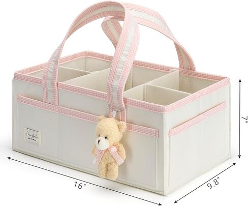PeraBella XL Diaper Caddy Organizer With Handle, Baby Shower Gifts Basket Bag, Registry Search Must Haves Items, Newborn Girl Boy Nursery Storage Organizer, Baby Bag Essentials, Car Diaper Caddy Cart in Kuwait