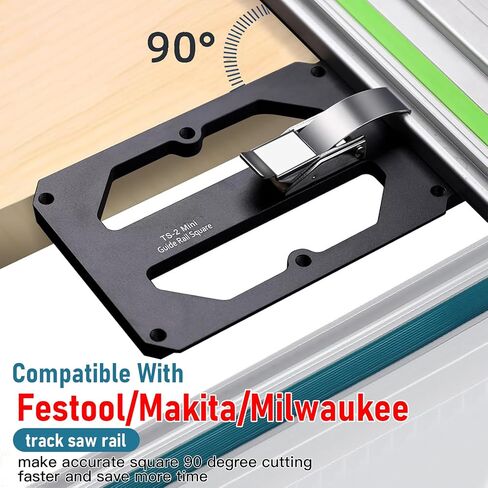 Track Saw Square, Guide Rail Square Fit for Powertec Rail Saw 90 Degree Right Angle Position Plate with Bracket Compact Aluminum Alloy in Saudi Arabia