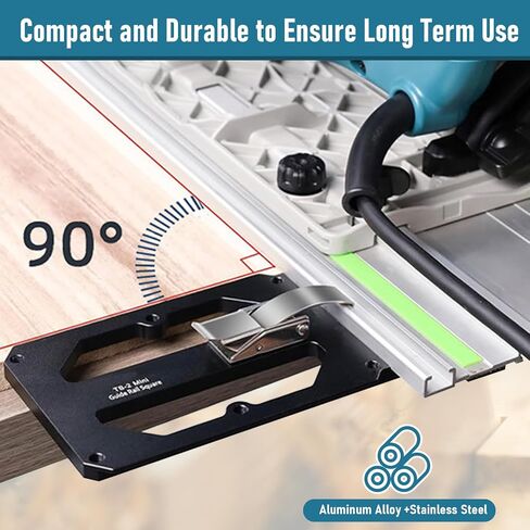 Track Saw Square, Guide Rail Square Fit for Powertec Rail Saw 90 Degree Right Angle Position Plate with Bracket Compact Aluminum Alloy in Saudi Arabia