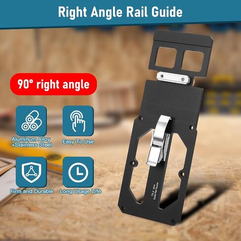 Track Saw Square, Guide Rail Square Fit for Powertec Rail Saw 90 Degree Right Angle Position Plate with Bracket Compact Aluminum Alloy in Saudi Arabia