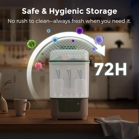 معقم زجاجة Momcozy والمجفف ، تصميم مساحات تعشيش وحدات ، سعة 6 زجاجات ، 4 في 1 معقم مضغوط لزجاجات الأطفال ، أجزاء مضخة الثدي وأساسيات حديثي الولادة ، رف التجفيف المشمولة in Saudi Arabia