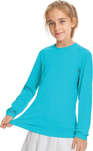 American Trends Girls Rash Guard: UPF+ 50 Long Sleeve UV Protection Shirts for Girls - Lightweight Quick Dry Sun Shirts 5-16T in Kuwait