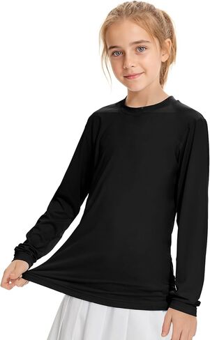 American Trends Girls Rash Guard: UPF+ 50 Long Sleeve UV Protection Shirts for Girls - Lightweight Quick Dry Sun Shirts 5-16T in Kuwait
