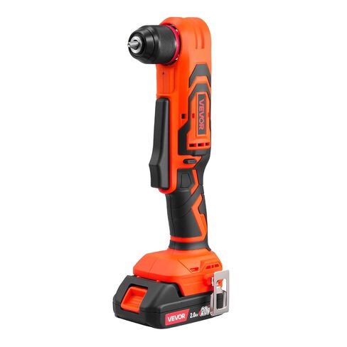 VEVOR Right Angle Drill, 3/8 Inch Chuck, 90 Degree Cordless Right Angle Drill with Brushless Motor, Battery, Charger, and Belt Clip, Adjustable Speed, for Fastening and Loosening in Tight Spaces in Saudi Arabia