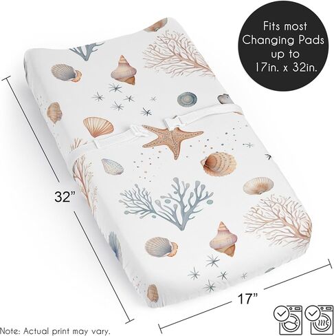 حلوة JoJo تصمم Ocean Seashells Boy أو Girl ، ورقة غطاء لوحة تغيير الأطفال المحايدة - الرضع ، المولود حديث الولادة ، حفاضات تغيير حصيرة - موضوع بحري ، شاطئ ، ألوان مائية ، نجم البحر ، الساحلية in Kuwait