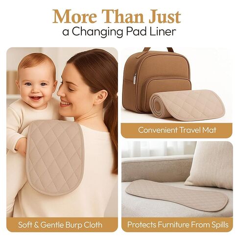 بطانة وسادة تغيير الفول السوداني-حافظ على طفلك مريح وجافًا مع بطانة طاولة ناعمة وامتصاص ومقاومة للماء وغير قابلة للانزلاق-من السهل الغسل والطويلة ، مع الحفاظ على وسادة متغيرة خالية من الفوضى (3 عبوات) in Kuwait