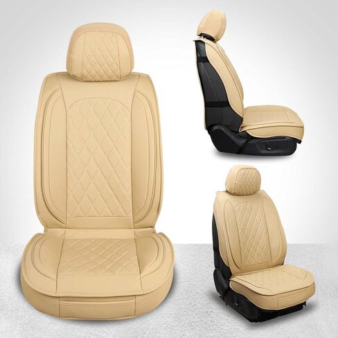 MIROZO Leather Car Seat Covers Full Set,Waterproof Automotive Seat Covers Universal Vehicle Seat Covers for Most Sedan SUV Pick-up Truck, Beige in Saudi Arabia