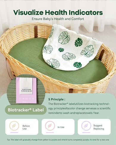 Muslin Crib Sheets for Boy and Girl - Viscose Derived from Bamboo Bedside Sleeper Bassinet Sheets Rectangle, Universal Fit for 33" x 17" Hourglass, Oval & Rectangle Baby Mattresses in Saudi Arabia