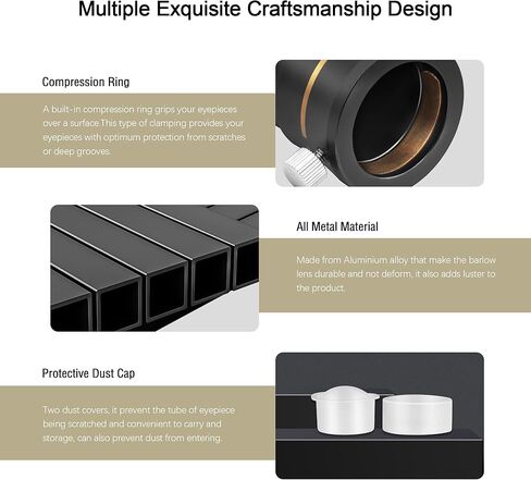 Astromania 1.25 "4 -Elements 5x Barlow Lens - حزمة مع - 1.25" 4 مم 58 درجة العدسة الكوكبية للتلسكوب in Saudi Arabia
