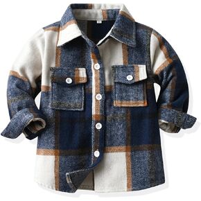Menge Flannel Plaid Lapel Button Down Shacket Jackets for Kids Toddler Long Sleeve Shirts Baby Boys Girls Coat Outerwear in Saudi Arabia