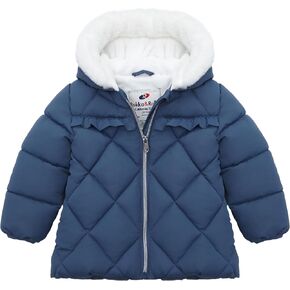 Rokka&Rolla Baby Girls' Water-Resistant Puffer Jacket Hooded Winter Coat with Soft Mini Fur Lining for Newborn Infant Toddler in Saudi Arabia
