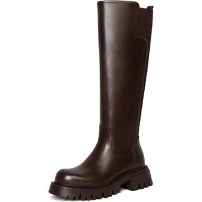 Platform Knee High Boots for Women Comfortable Stretch Round Toe Chunky Heel Tall Boots with Side Zip Dress Casual Long Riding Boots in Saudi Arabia