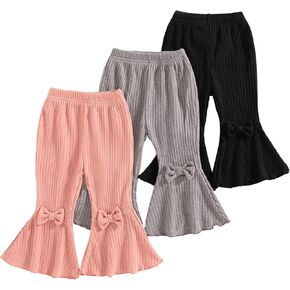 Mioglrie Baby Girl Pants Toddler Leggings 3 Pack Flare Newborn Baby Pants 3 6 9 12 18 24 Months Bell Bottoms for Girls in Kuwait