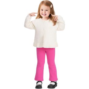 Witwot Toddler Girls Fleece Lined Pants Winter Warm Flare Leggings Cotton Baby Girl Clothes Size 18M-5T in Kuwait