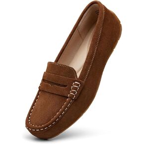 KORDAL Women's Comfortable & Lightweight Suede Leather Penny Loafers Slip-Ons Cute Business Casual Dress Shoes Work Office Flats Everyday Walking Shoes Driving Mocs for Women in Saudi Arabia