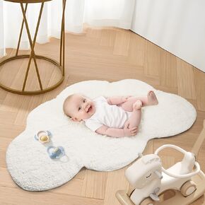 Area Rugs for Kids, Cloud Shape Baby Crawling Carpet, Nursery Room Soft Pure Cotton Luxury Plush Handmade Knitted Decoration Rug 40"×26" in Saudi Arabia