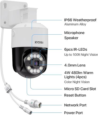 Zosi 32Ch 4K Poe Camera Camera System ، 32pcs 8mp Pan/Tilt Outdoor IP Cameras ، تتبع الإنسان التلقائي ، الكشف عن الشخص/المركبات ، الرؤية الليلية الملونة ، الصوت ثنائي الاتجاه ، 32Ch NVR مع 8TB HDD لمدة 24/7 التسجيل in Saudi Arabia