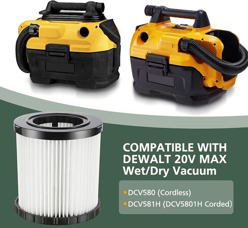 DCV580H DCV581H مرشح استبدال الفراغ DEWALT 20V MAX MAX VAC DCV580H (Cordless) DCV581H DCV5801H متجر محمول VAC VACUUM 2 جالون سعة خزان ، قابلة للغسل وقابلة للاستيعاب ، 2 عبوة ، 2 عبوة in Kuwait
