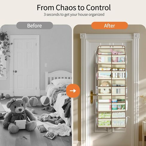 Yecaye 5-Tier Over The Door Organizer Dual-Column, 80lbs Load Extra Large Over the Door Storage of 10 Compartments, Heavy Duty Door Organizer Hanging for Bedroom Closet Nursery Bathroom Pantry, Gray in Kuwait