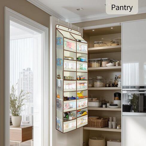 Yecaye 5-Tier Over The Door Organizer Dual-Column, 80lbs Load Extra Large Over the Door Storage of 10 Compartments, Heavy Duty Door Organizer Hanging for Bedroom Closet Nursery Bathroom Pantry, Gray in Kuwait