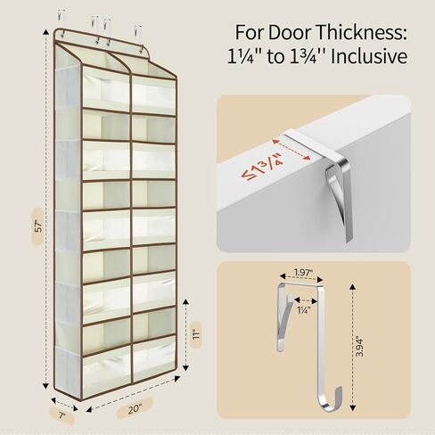 Yecaye 5-Tier Over The Door Organizer Dual-Column, 80lbs Load Extra Large Over the Door Storage of 10 Compartments, Heavy Duty Door Organizer Hanging for Bedroom Closet Nursery Bathroom Pantry, Gray in Kuwait