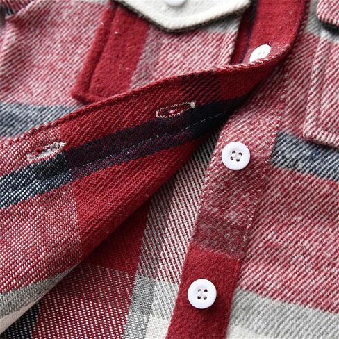 menge flannel plaid blaid button button button down most juckets for kids toddler long sleeve shirts baby boys girls coat uterwear in Saudi Arabia