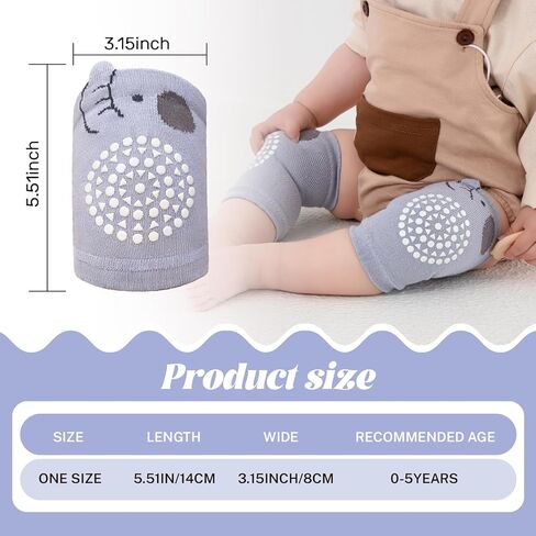 Baby Knee Pads with Animal Designs, Non-Slip Crawling Protectors, 5 Pack, Multi-Color in Kuwait