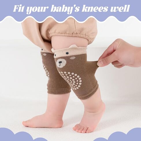 Baby Knee Pads with Animal Designs, Non-Slip Crawling Protectors, 5 Pack, Multi-Color in Kuwait